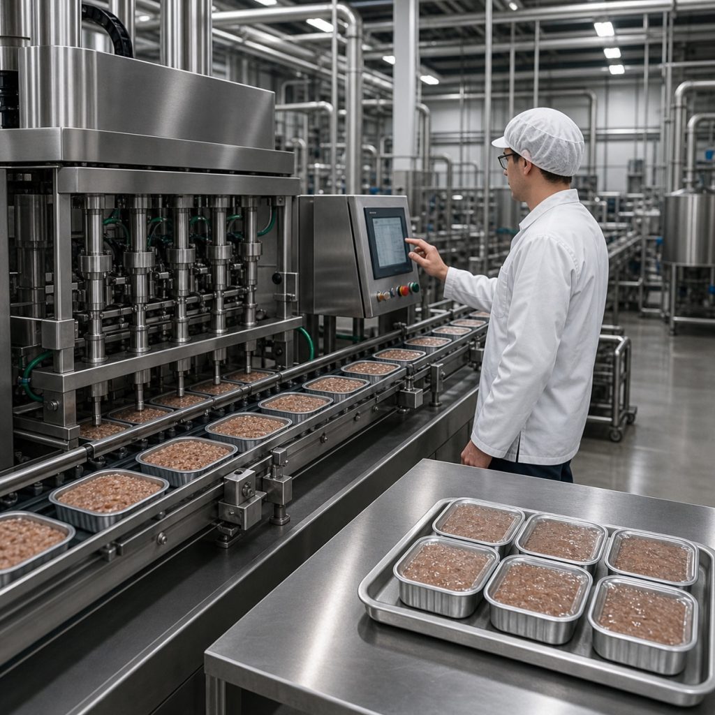 Wet pet food production line quality control